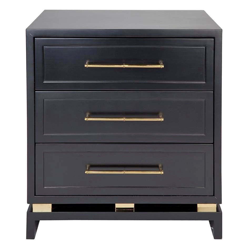 Pearl Bedside Table - Large Black