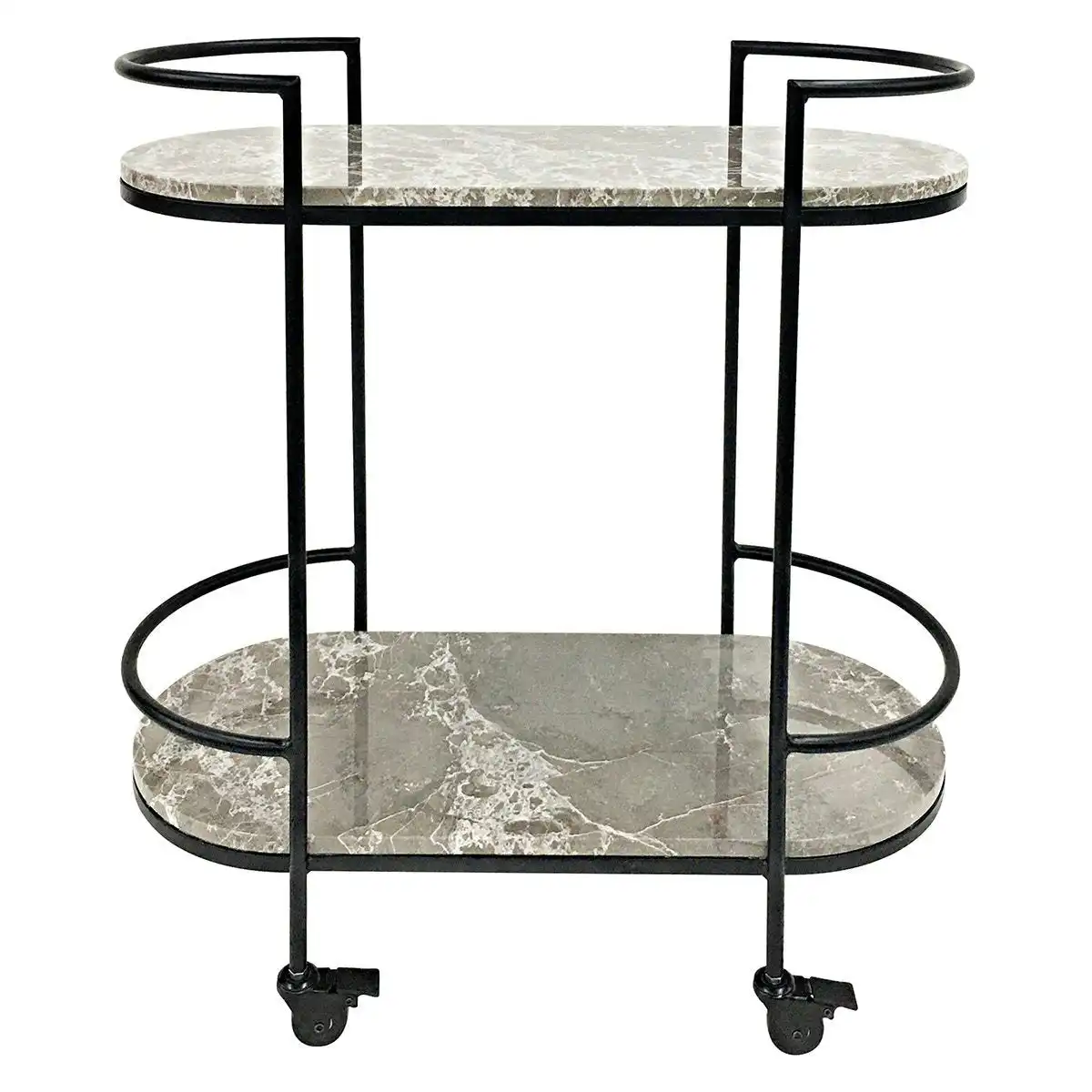 Southside Grey Marble Bar Cart - Black