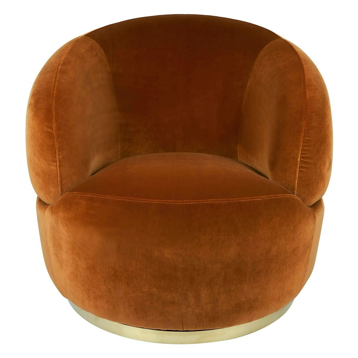 Tubby Swivel Arm Chair - Caramel Velvet