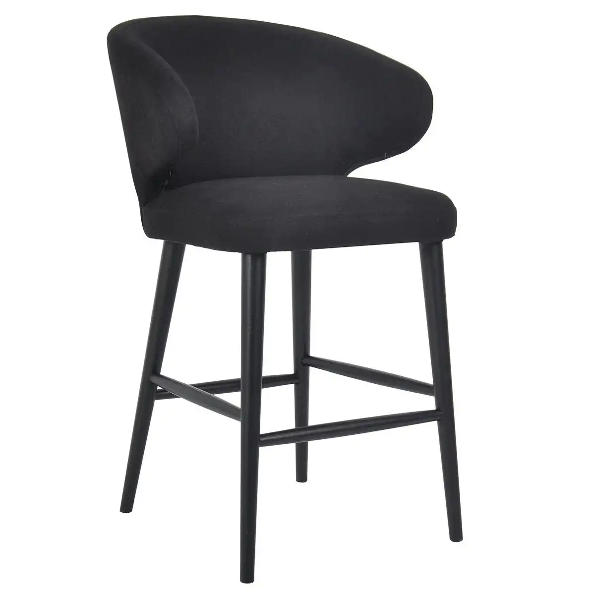 Harlow Black Kitchen Stool - Black Linen