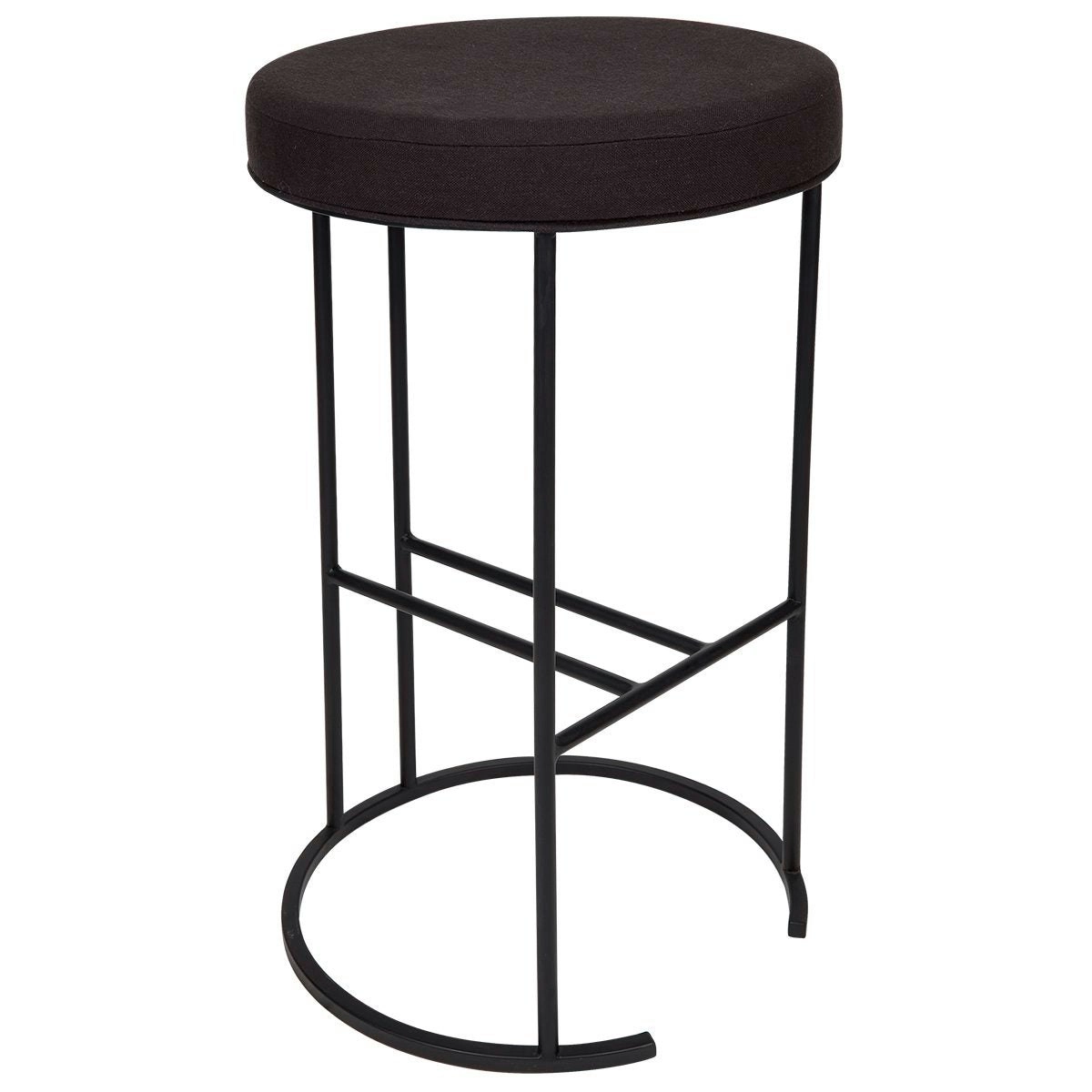 Blackley Black Iron Kitchen Stool - Black Linen