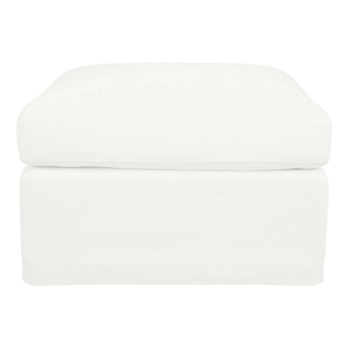 Birkshire Slip Cover Ottoman - White Linen