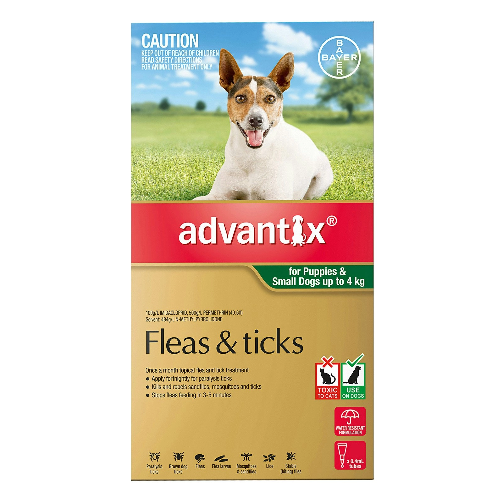 Advantix For Small Dogs & Pups Up To 4Kg (Green) 6 Pack