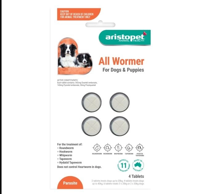 Aristopet Allwormer For Dogs and Puppies 10 Kg 4 Tablets