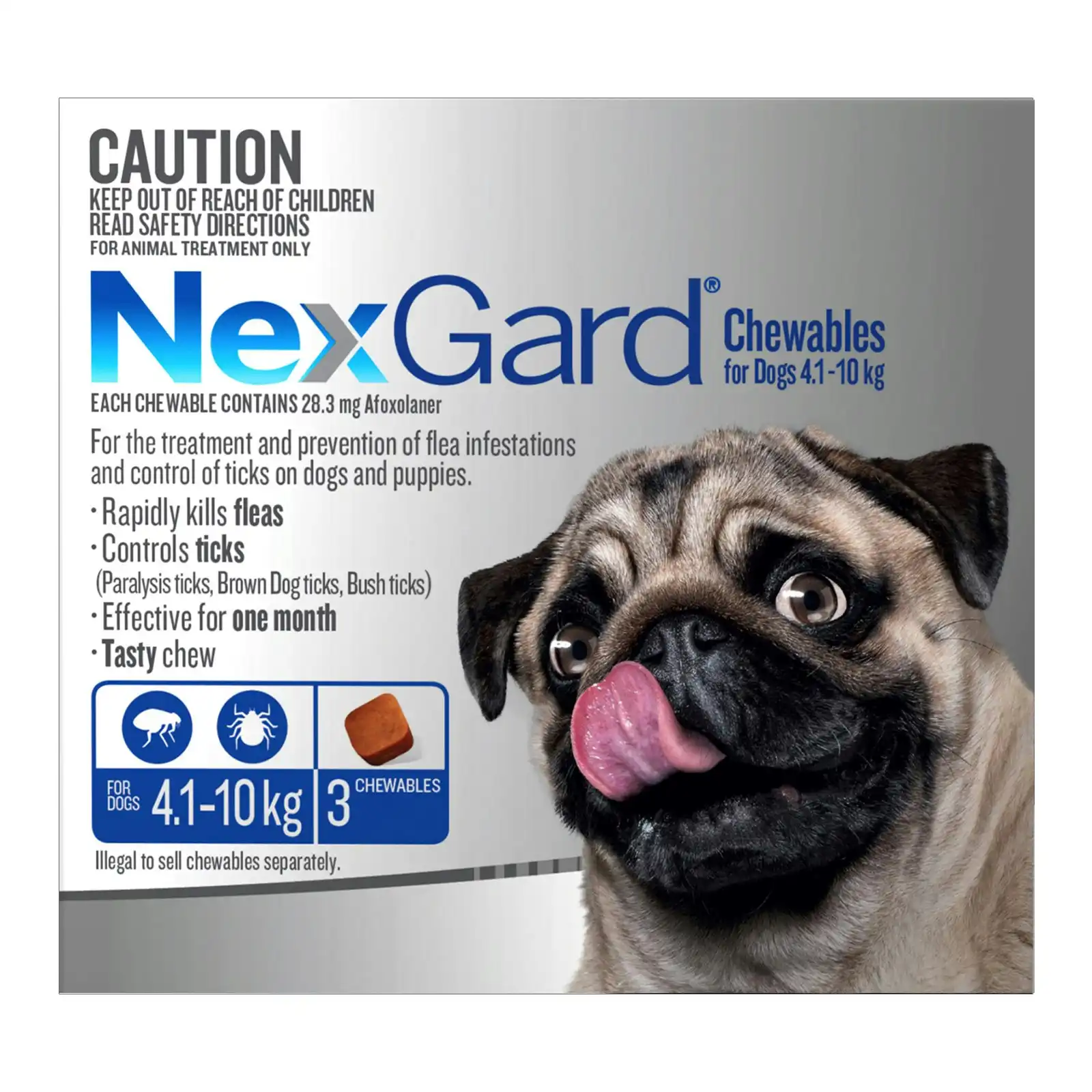 Nexgard Chewables For Dogs 4.1 - 10 Kg (Blue) 12 Chews