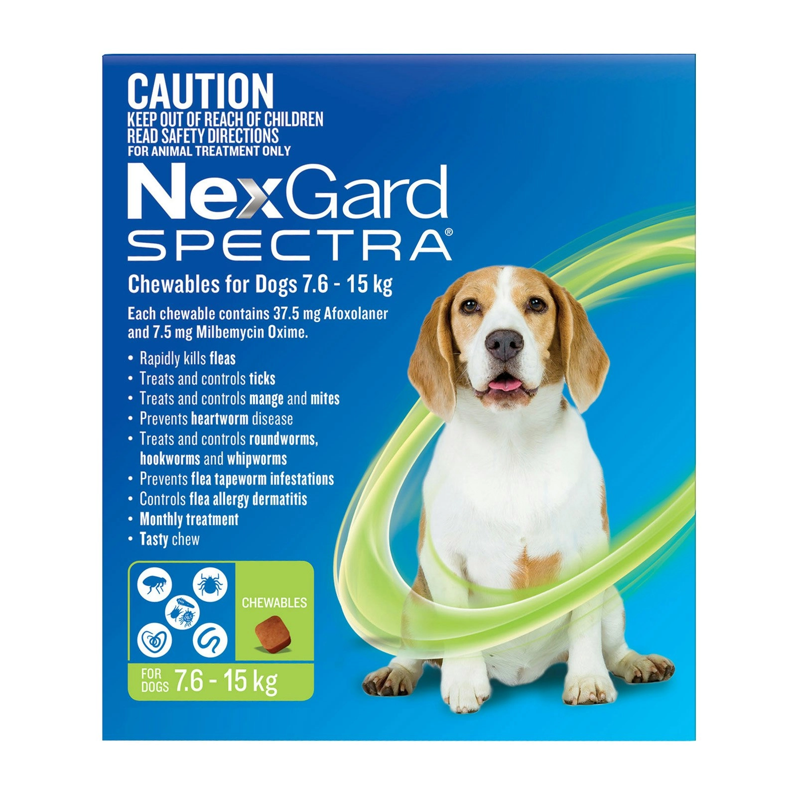 Nexgard Spectra for Medium Dogs 7.6 to 15 Kg (Green) 12 Chews