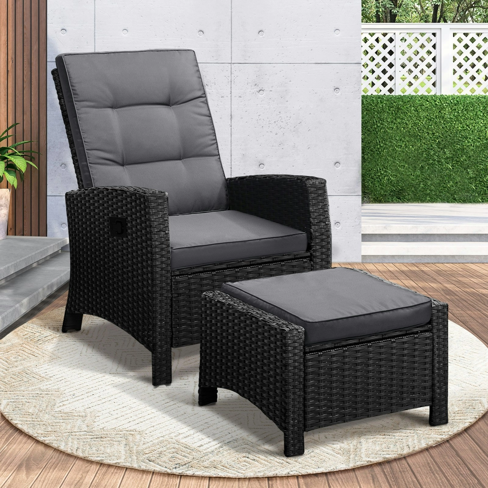 Livsip Outdoor Recliner Chairs Sun Lounge Wicker Sofa Patio Furniture Garden