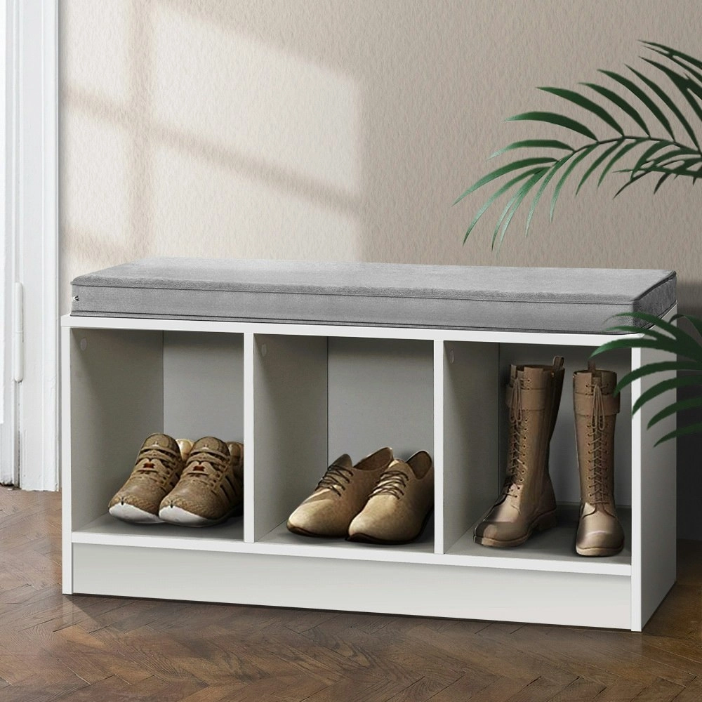 Artiss Shoe Rack Bench Shoe Cabinet White Zia