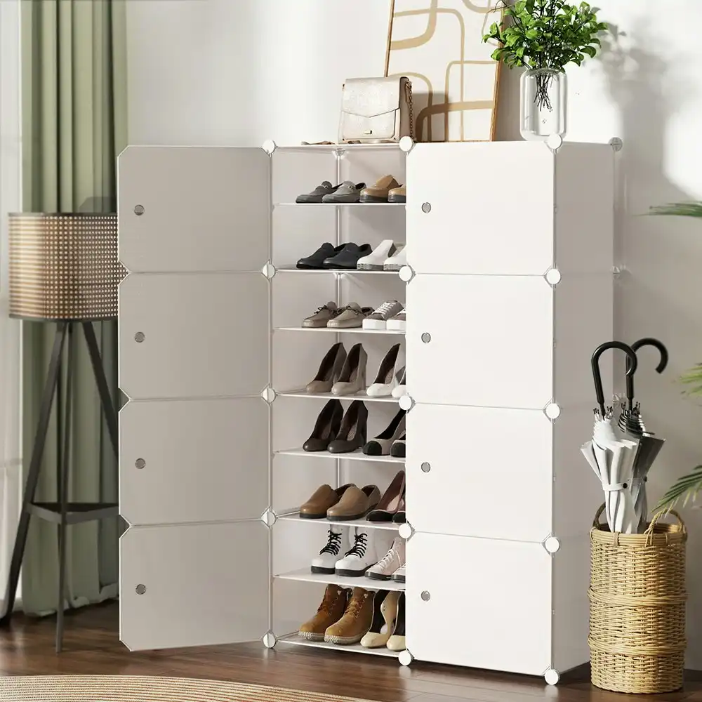 Artiss Shoe Cabinet DIY Storage Cube Shoe Box White Portable Organiser Stand