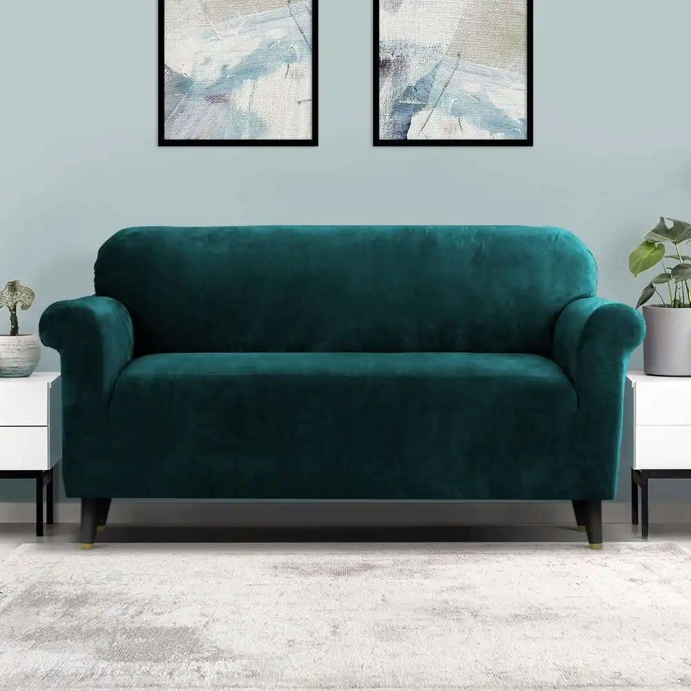 Artiss Sofa Cover Couch Covers 3 Seater Velvet Agate Green