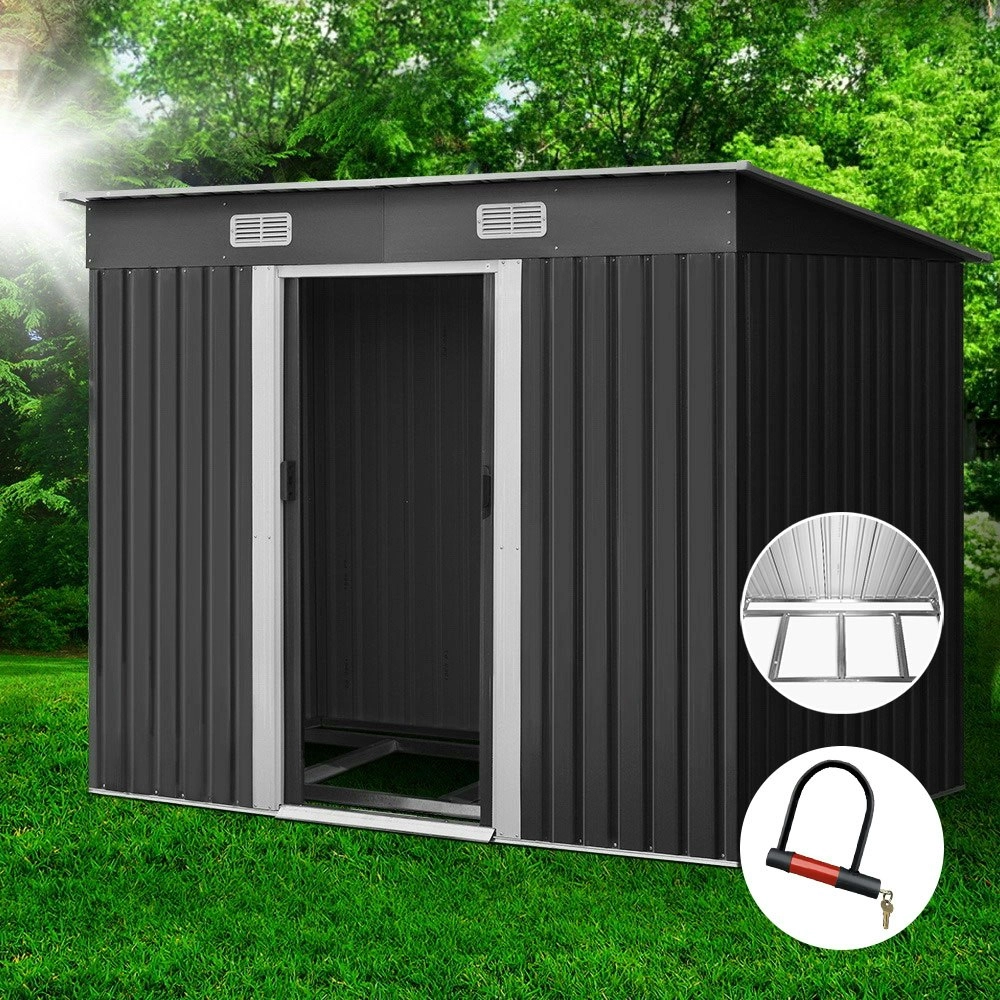 Giantz Garden Shed 2.38x1.31M w/Metal Base Sheds Outdoor Storage Tool Workshop Sliding Door