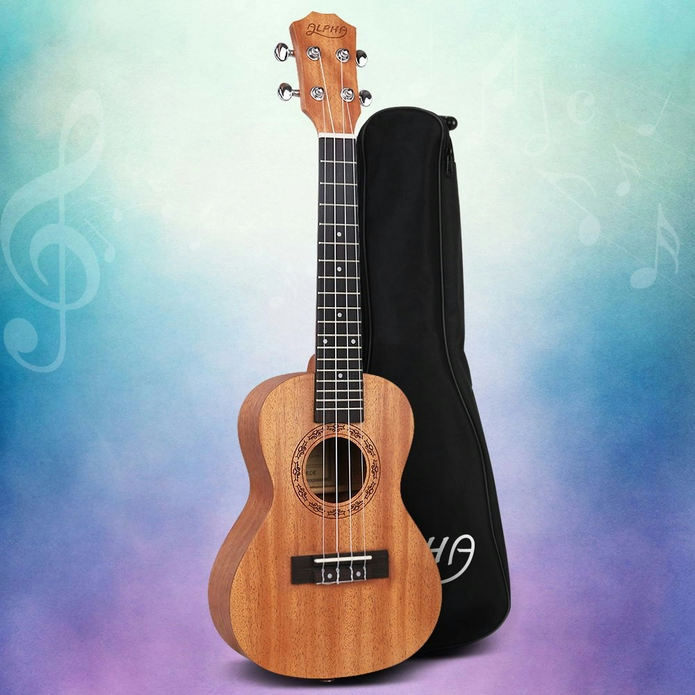 Alpha 26" Ukulele Natural Mahogany Tenor Beginner Gift w/ Carry Bag