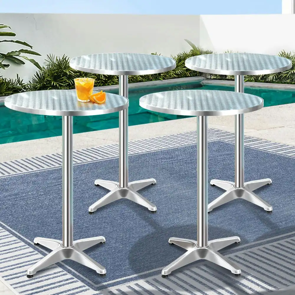 Gardeon Set of 4 Outdoor Bar Table Aluminium Round 70/110CM