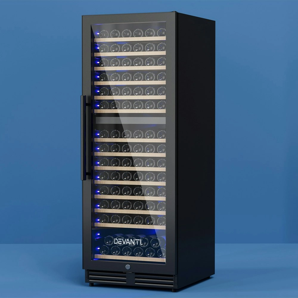 Devanti Wine Cooler Fridge Dual Zone 154 Bottles