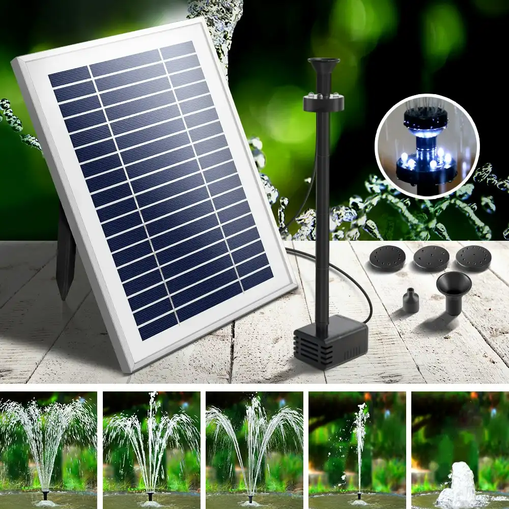 Gardeon Solar Pond Pump with Battery Kit LED Lights 4.3FT