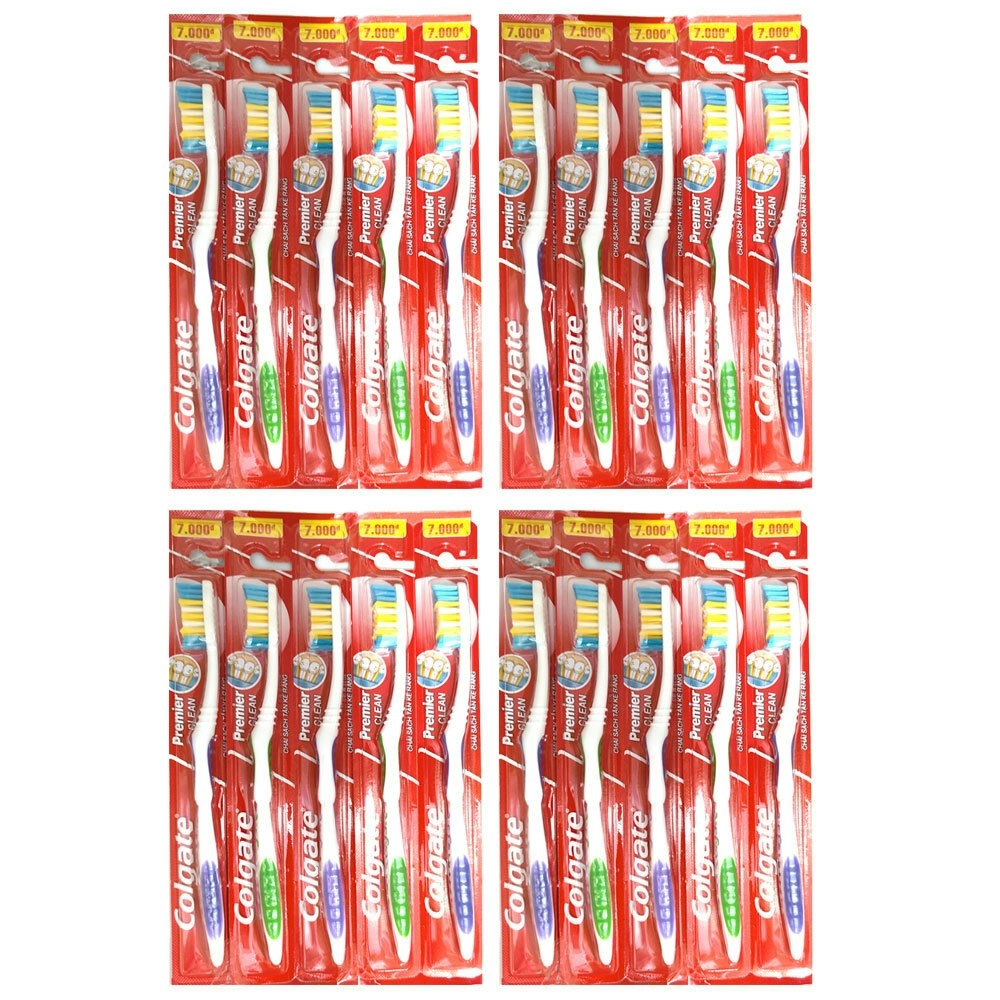 4x 5PK Colgate Premier Clean Standard Adult Toothbrush Dental Oral Teeth Care