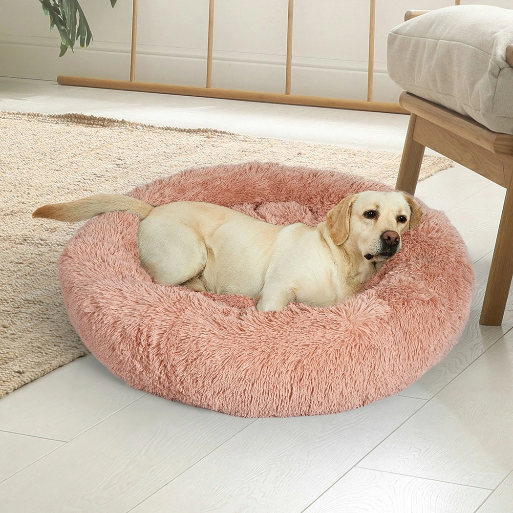 Pawz Pet Bed Cat Dog Donut Nest Calming Kennel Cave Deep Sleeping Pink XL