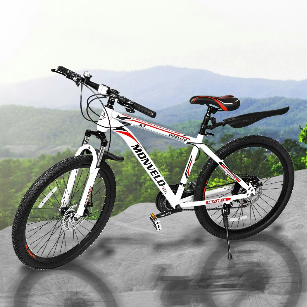 Monvelo 29'' Mountain Bicycle White Racing Bike 21 Speed Dual Disc Brake Steel