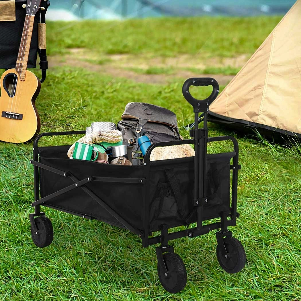 Lambu Garden Trolley Cart Foldable Picnic Wagon Outdoor Camping Trailer Black