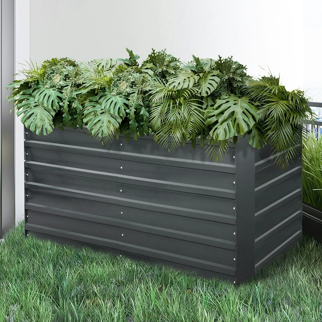 Lambu Garden Bed Planter Raised Coated Steel Beds 160x80x77cm Rectangular Plant