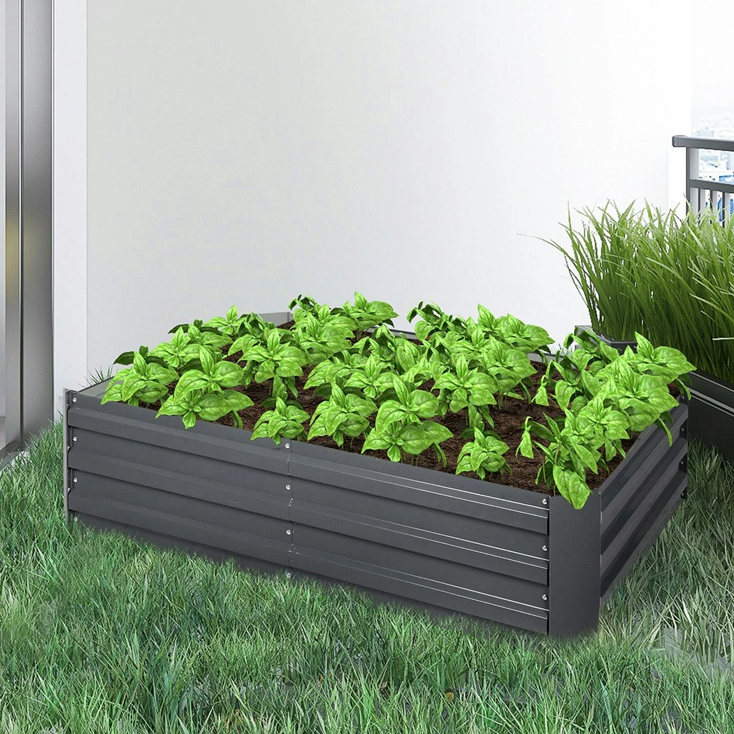 Lambu Garden Bed Planter Coated Steel Beds 120x90x30cm Rectangular Veggies x2