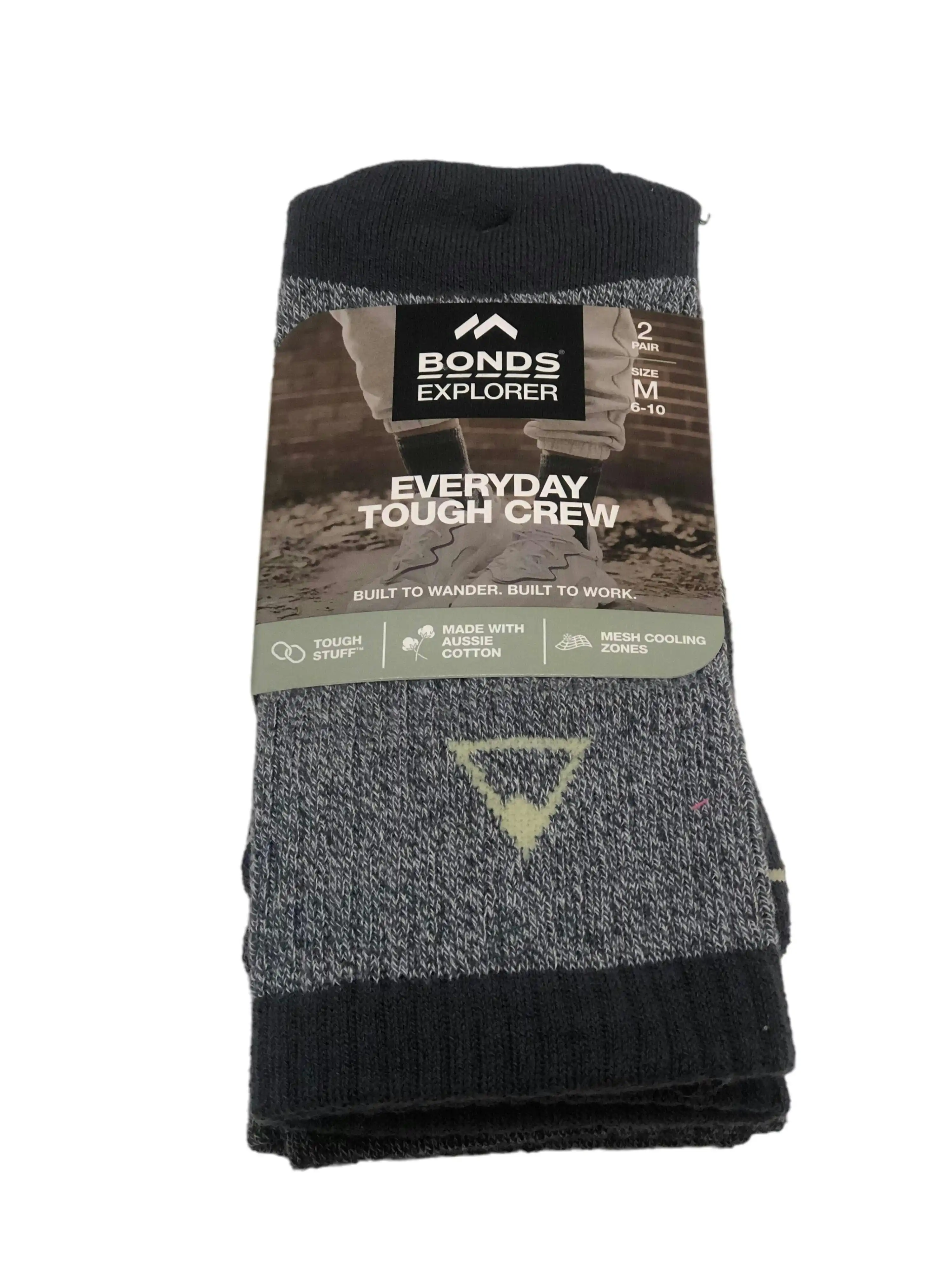 10 x Bonds Explorer Everyday Tough Crew Cotton Blend Socks - Grey 09K ...