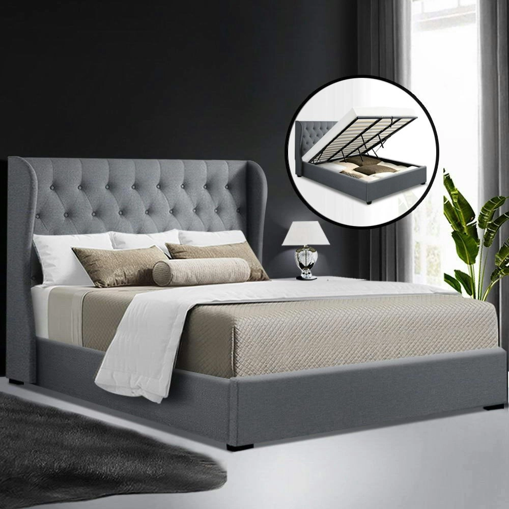 Artiss Bed Frame King Size Gas Lift Grey ISSA