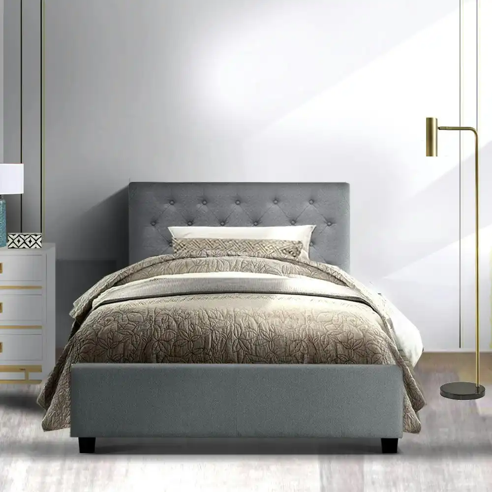 Artiss Bed Frame King Single Size Gas Lift Grey VILA