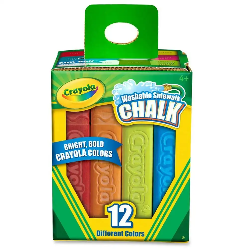 12PK Crayola Washable Coloured Sidewalk Chalk Drawing Art/Craft Draw Kids 4y+