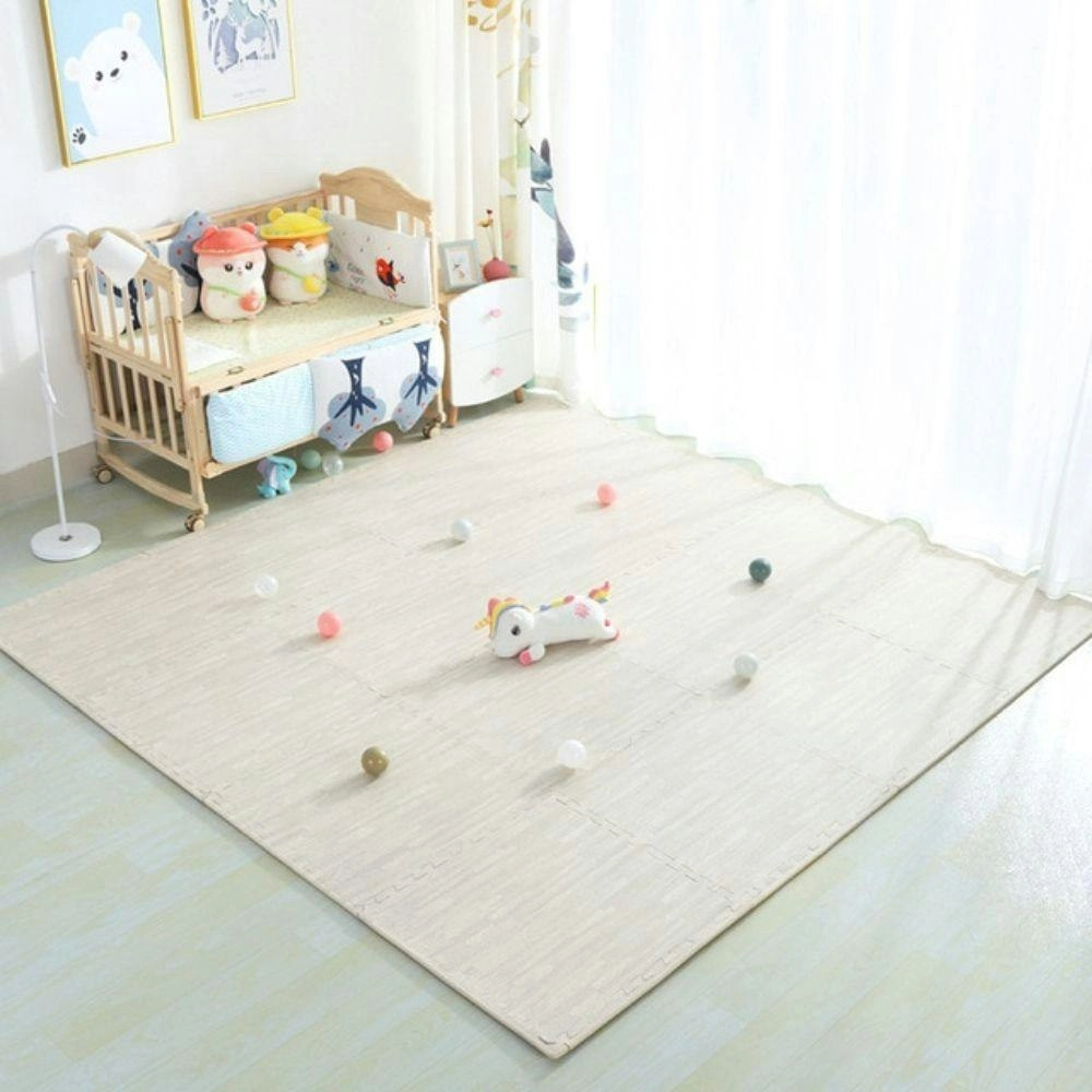 BabiesMart Wood Grain Play Mat Exercise Gym Mat EVA Foam Puzzle MAT