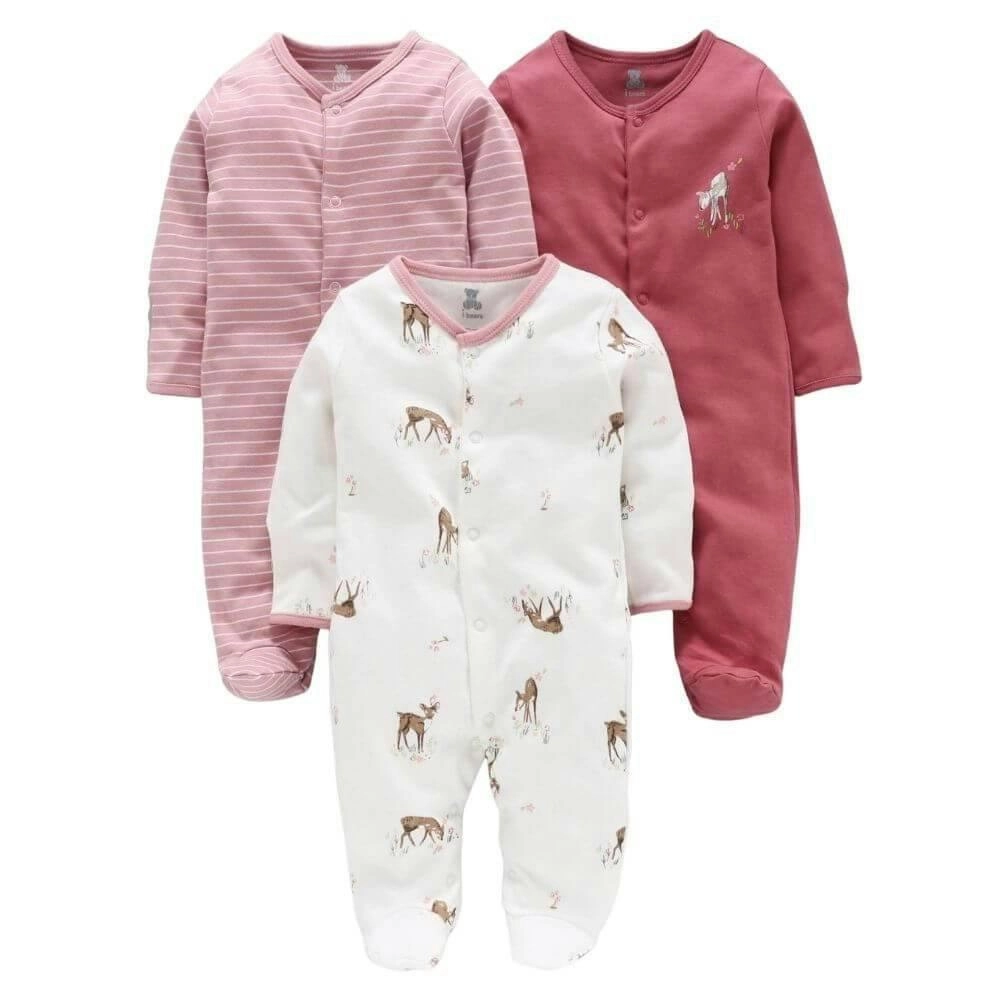 BabiesMart 3 Pack New Born Baby Clothes Unisex Full Sleeves Rompers