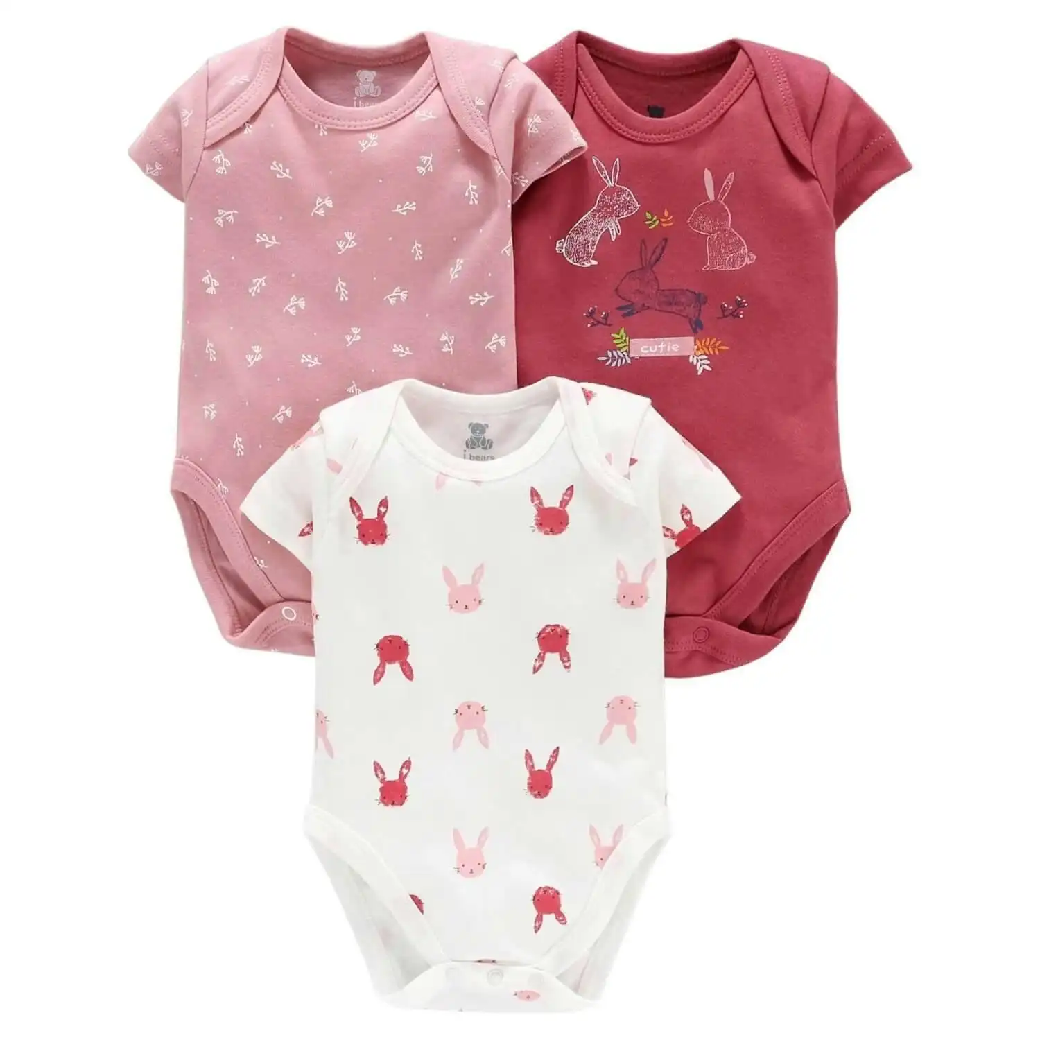 BabiesMart 3 Pack New Born Baby Clothes Half Sleeves Unisex Onesies