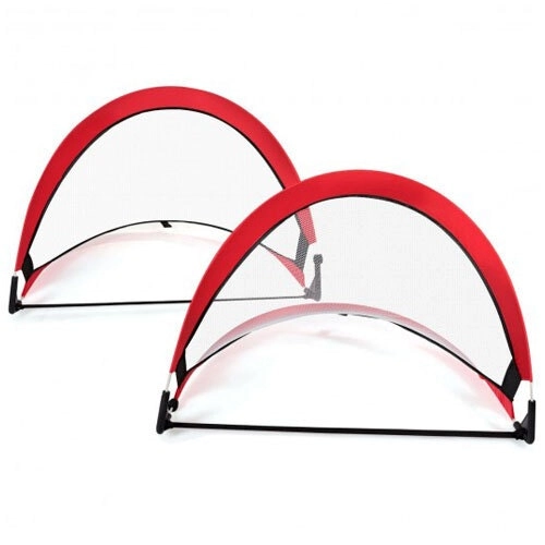 Samba 4ft Round Pop Up Goal Pair Outdoor Sports Training Soccer Football Net Red