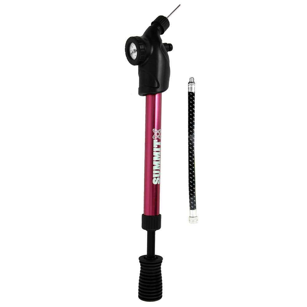 Summit Hand Pressure Air Pump/Inflator w/Gauge for Bike/Sport Ball/Soccer Pink