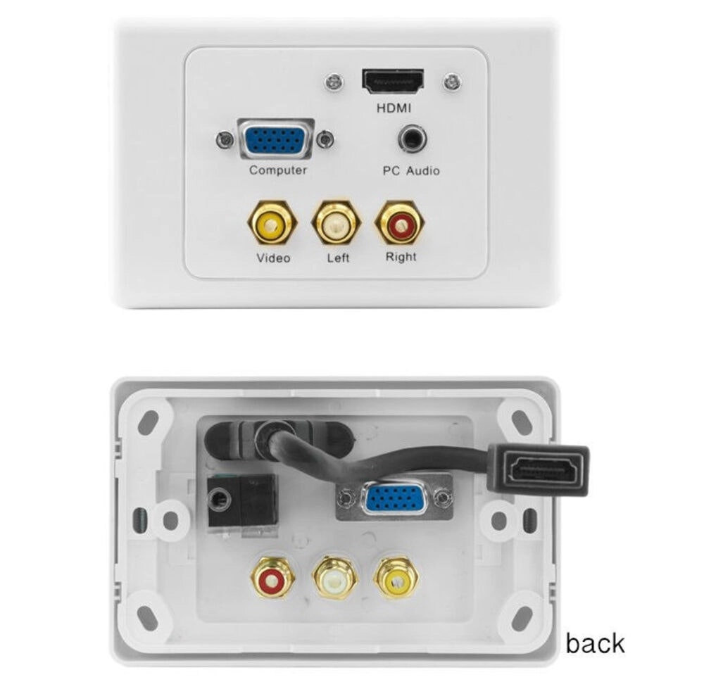 Pro2 PRO1310 HDMI VGA RCA PC Aux 3.5mm AV Audio Wall Plate - Female to female