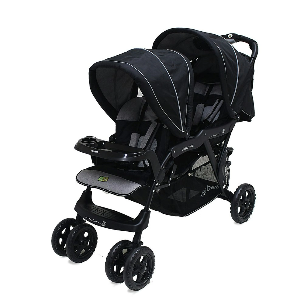 Veebee Doubletake Pram/Tandem Twin Stroller f/ Baby/Infant/Toddler Salt & Pepper