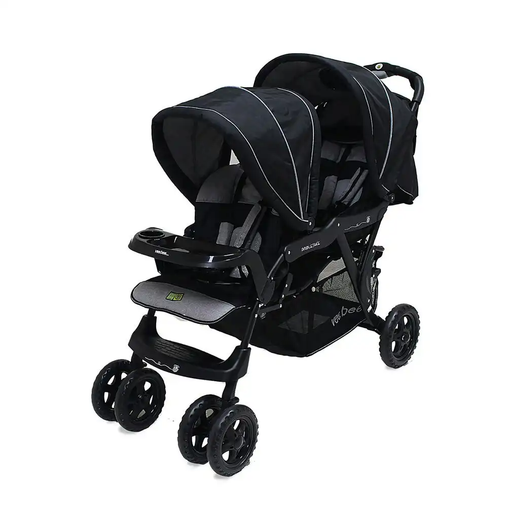 Veebee Doubletake Pram/Tandem Twin Stroller f/ Baby/Infant/Toddler Salt & Pepper