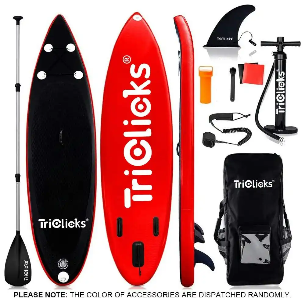 06RK Black/Red Stand Up Paddle SUP Inflatable Surfboard Paddleboard W/ Accessories & Backpack