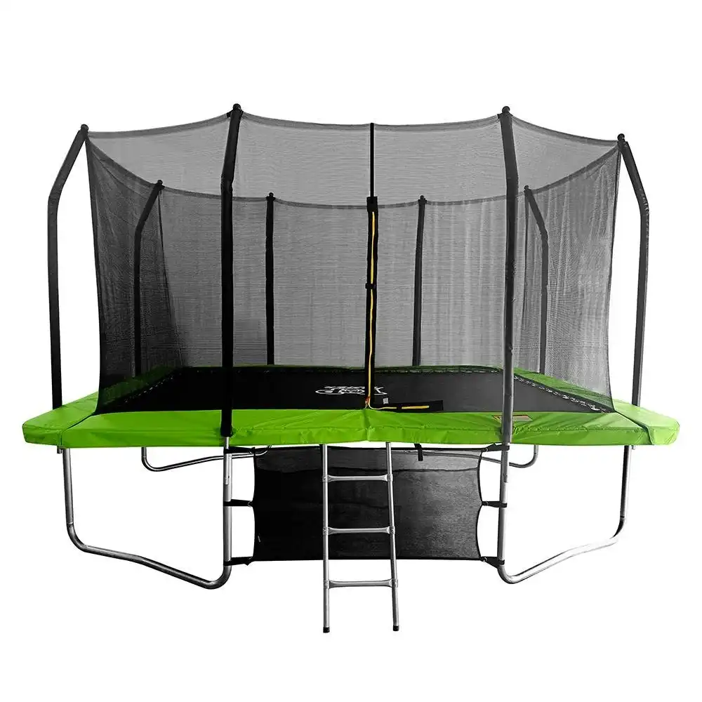 Pop Master 12FT x 9FT Rectangular Trampoline with Spring Ladder Safety Net Kids