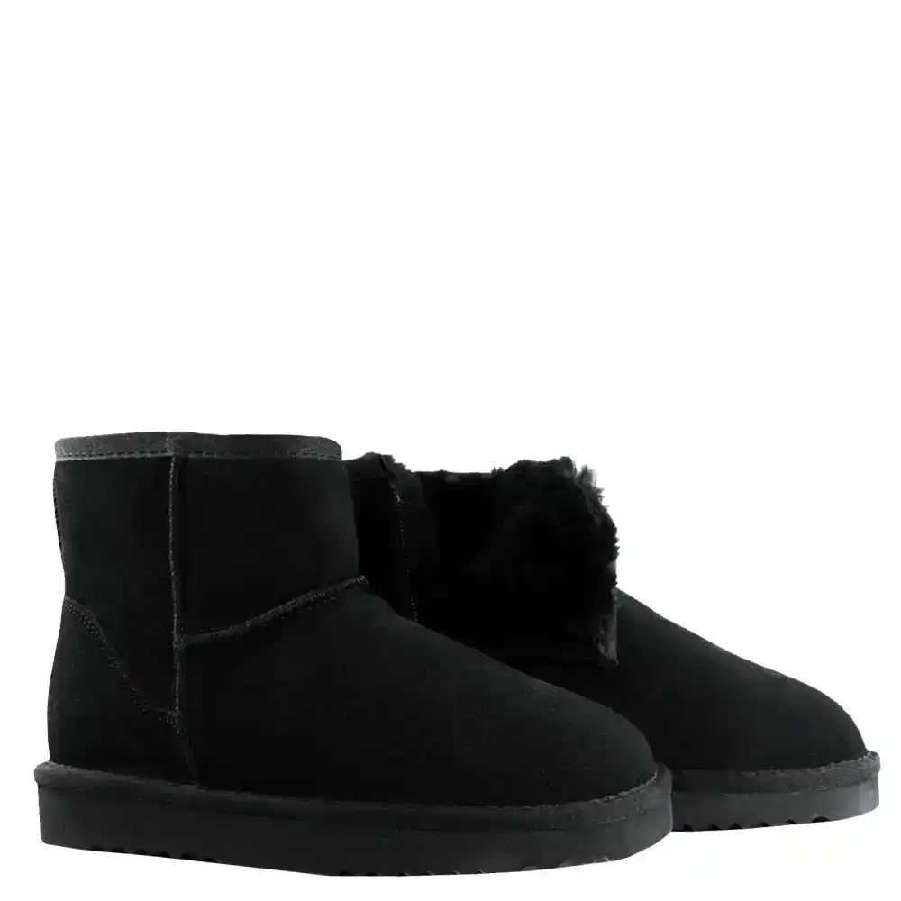 Waratah UGG® Unisex Water Resistant Mini Zip Up Boot - Black | Waratah ...