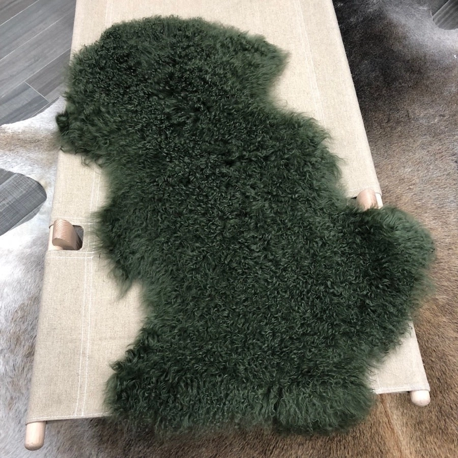 Mongolian Sheepskin Rug - Olive