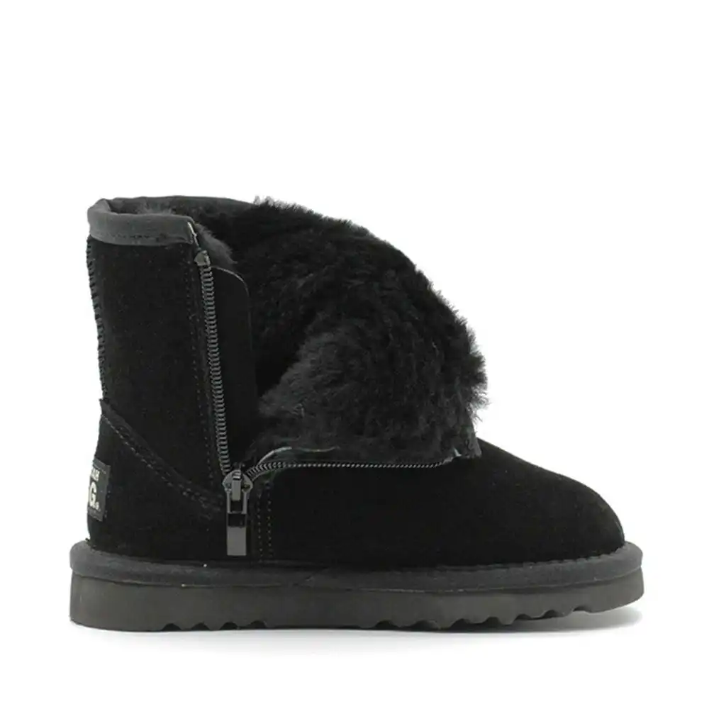 Waratah UGG® Water Resistant Kids Short Zip Up Boot - Black