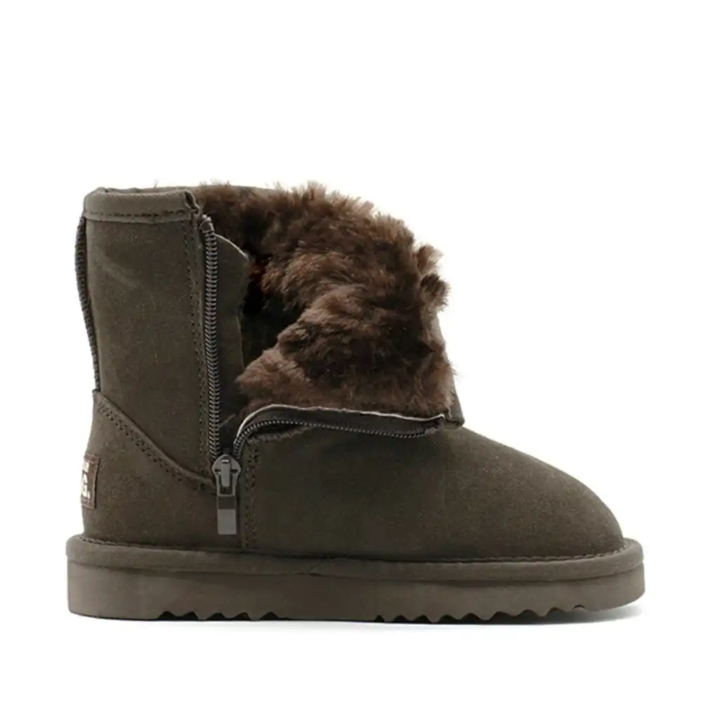 Waratah UGG® Water Resistant Kids Short Zip Up Boot - Chocolate