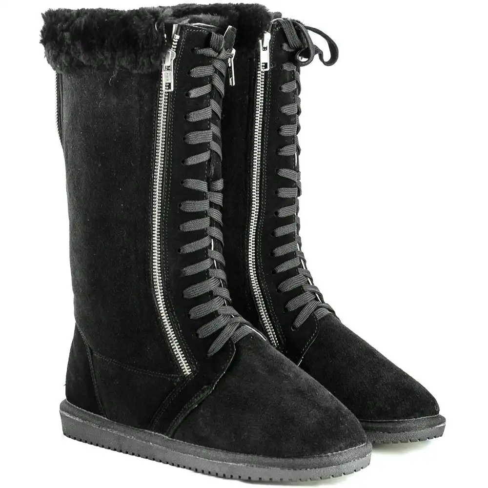 Original Ugg Australia Zipper Black Sheepskin Boots