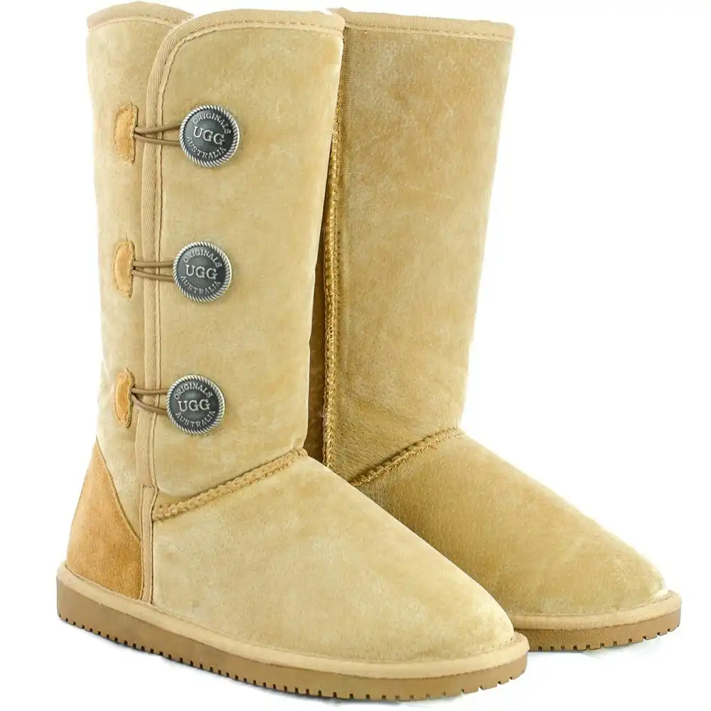 Original Ugg Australia Three Button Long Chestnut Boots