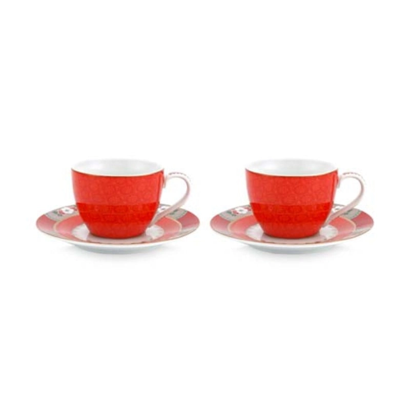 PIP Studio Blushing Birds Red Espresso Cup and Saucer Set of 2