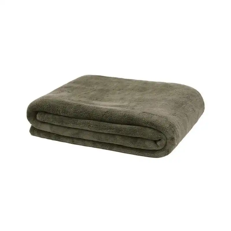 Bambury Microplush Olive Throw Rug