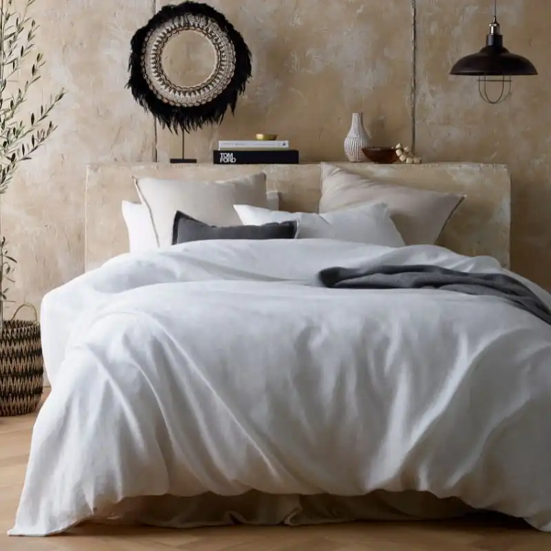 Vintage Design Hemp White Quilt Cover Set