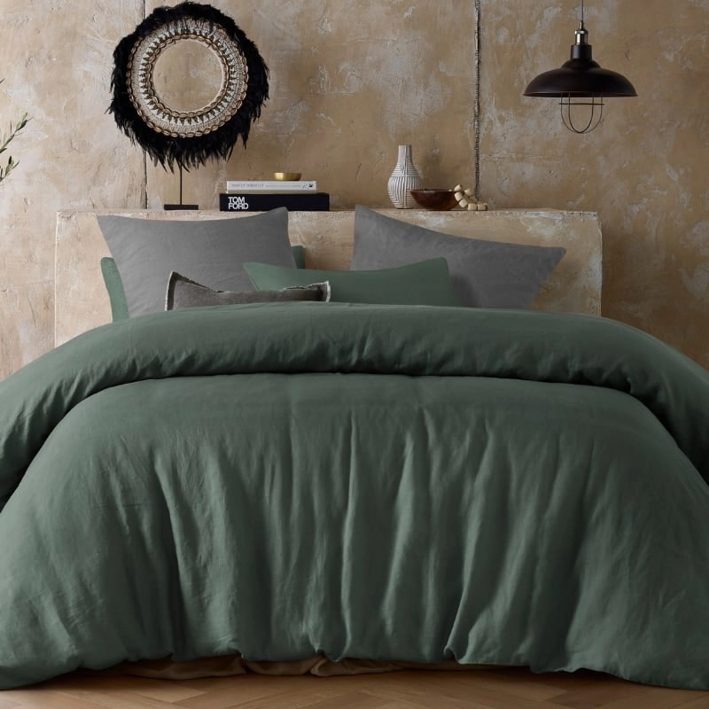 Vintage Design Hemp Sea Green Quilt Cover Set