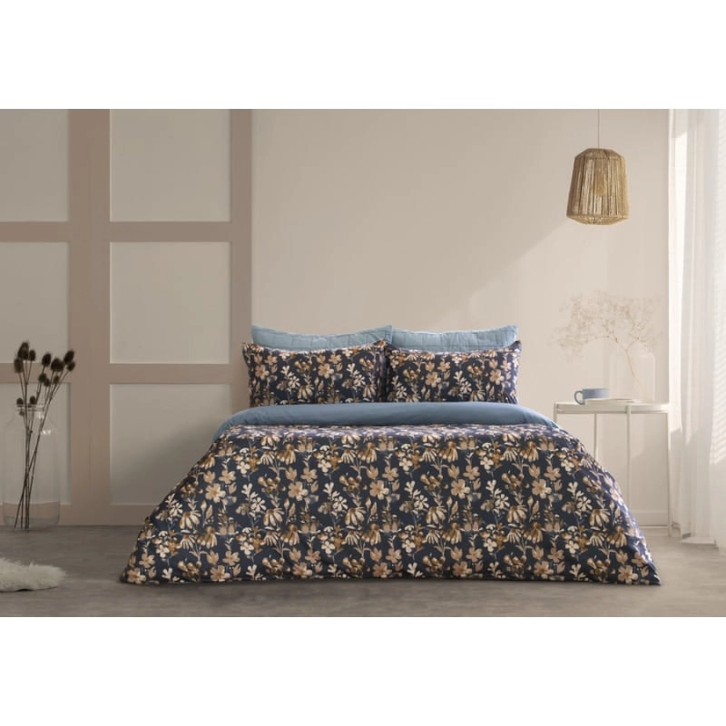 Ardor Boudoir Florentine Printed Microfibre Navy Quilt Cover Set